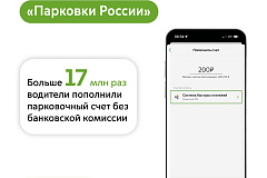 Более 17 млн раз водители пополнили парковочный счет без комиссии в приложении «Парковки России»